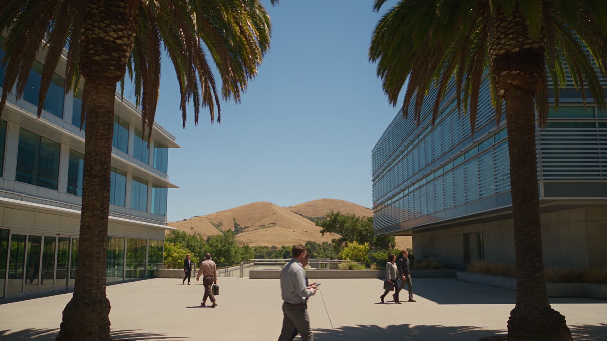 Modern offices surrounded by palm trees